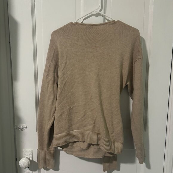 Large Tan INC Wrap Long Sleeved Top - Picture 2 of 3